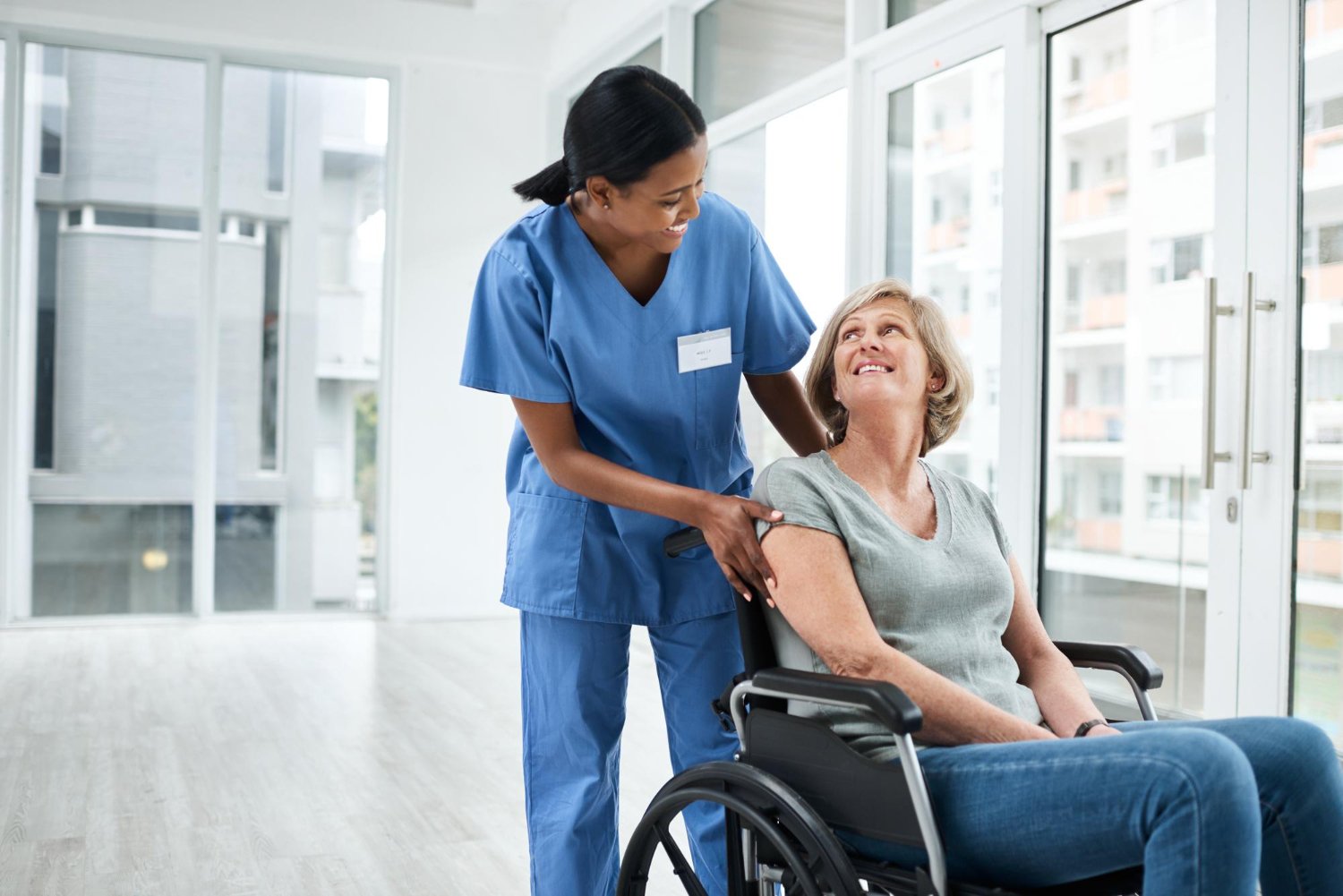 Caregiver assisting a client with their morning routine