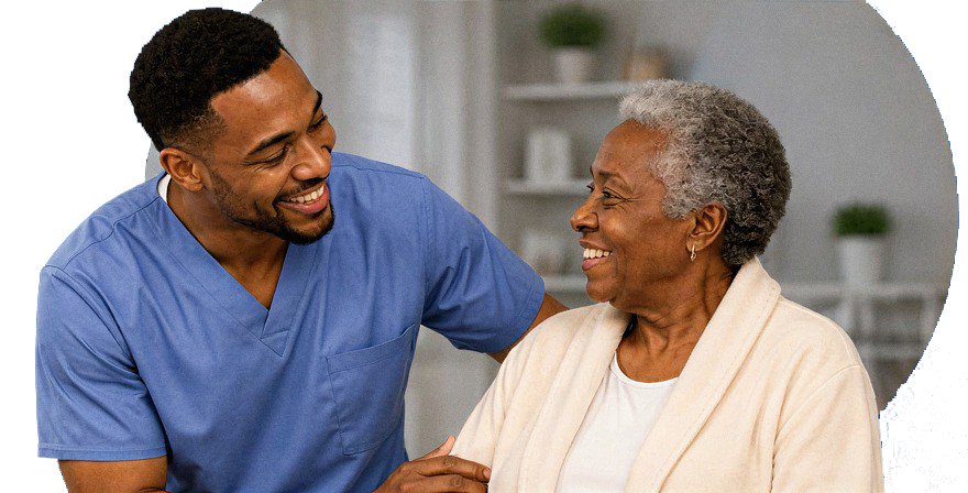 Caregiver providing personal care support